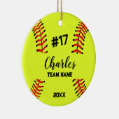 Décoration En Céramique Softball Ball Player | Custom Name Number & Team (Droite)