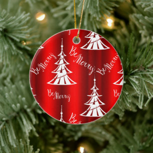 Décoration En Céramique Sois Joyeux Noël Rouge
