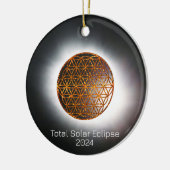 Décoration En Céramique Solar Eclipse 2024 Gold Sparkling Flower of Life (Gauche)