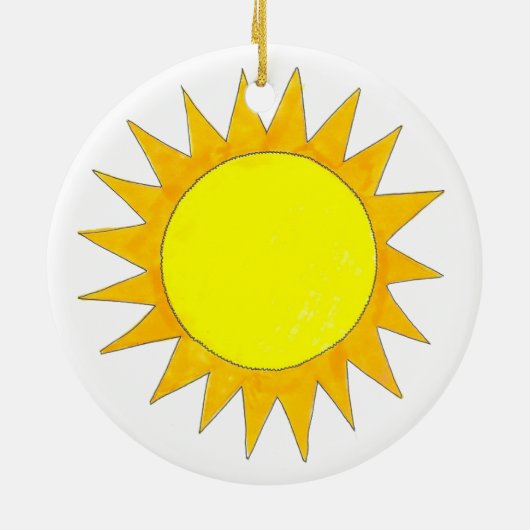 Décoration En Céramique Soleil d'été jaune Profitez des rayons (Dos)