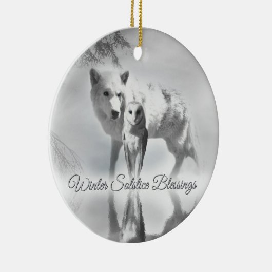 Décoration En Céramique Solstice Wolf and Owl (Droite)