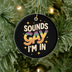 Décoration En Céramique Sons groovy gay je suis dans la fierté arc-en-cie