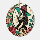 Décoration En Céramique Sorcière à fleurs (Gauche)