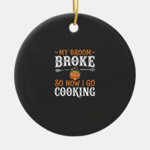 Décoration En Céramique Sorcière d'Halloween Cuisine Balai Cassé Conceptio