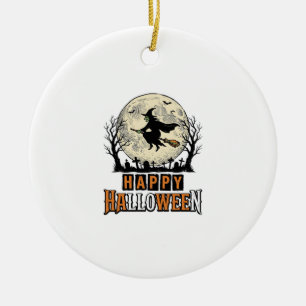 Décoration En Céramique Sorcière Vintage Joyeux Halloween Vector Design_1