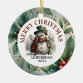 Décoration En Céramique Souhaits de Noël de Snowman (Devant)