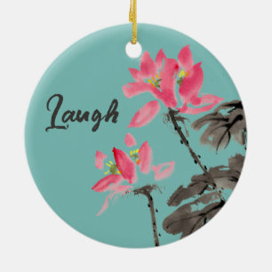 Décoration En Céramique Sourire et rire Quote positif Aquarelle Florale