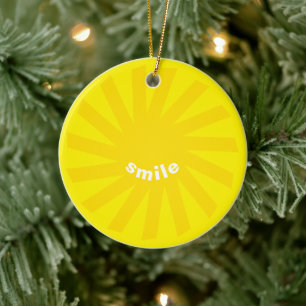 Décoration En Céramique Sourire jaune soleil brillant plaisir moderne joye