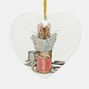 Décoration En Céramique Souris de tailleur sur la bobine du fil