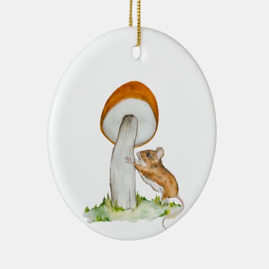 Décoration En Céramique Souris drôle avec champignon sauvage (Droite)