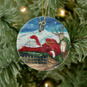 Décoration En Céramique Sous-marin magique de minuit Père Noël céramique o