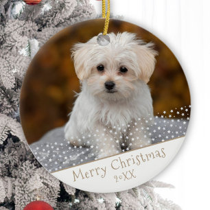 Décoration En Céramique Souvenir de Noël personnalisé avec photo de chien
