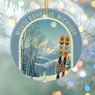 Décoration En Céramique Souvenir de ski du Mont Bohême Michigan