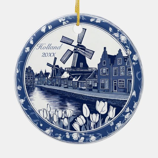 Décoration En Céramique Souvenir Holland Delft personnalisé (Dos)