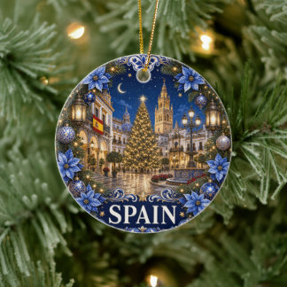 Décoration En Céramique Souvenir Scénique de l'Espagne en Hiver