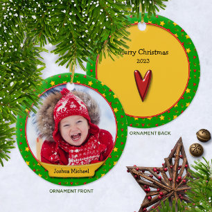 Décoration En Céramique Souvenirs de Noël commémoratifs ・ Coeurs et étoile