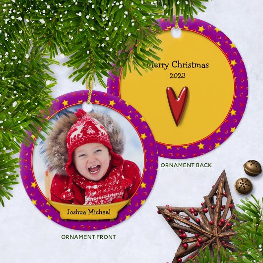 Décoration En Céramique Souvenirs de Noël commémoratifs ・ Coeurs et étoile