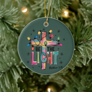 Décoration En Céramique Soyez la lumière de Noël croix chrétienne Xmas Bib