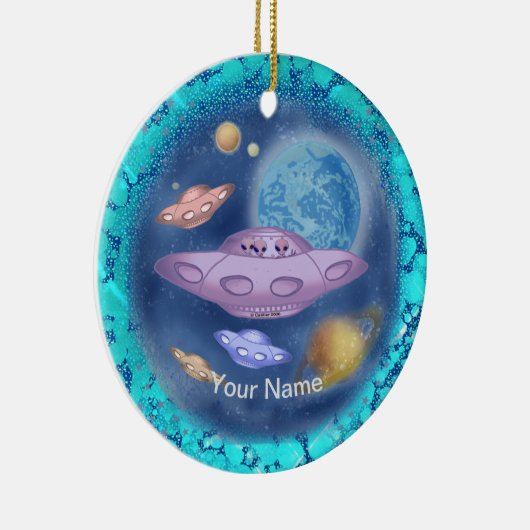 Décoration En Céramique Spaceship Roadtrip custom name  Ornament (Droite)