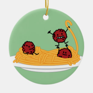 Décoration En Céramique Spaghetti et boulettes de viande heureux