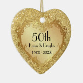 Décoration En Céramique Sparkle Gold Heart 50e anniversaire de Mariage (Droite)