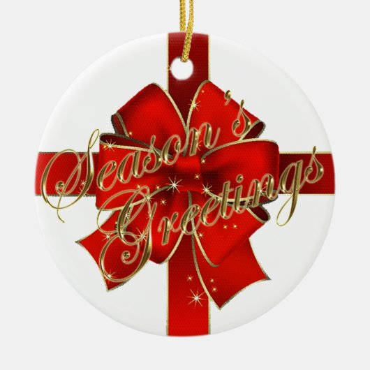 Décoration En Céramique Sparkling Red Bow Happy Holidays Photo (Devant)