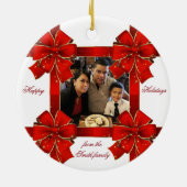 Décoration En Céramique Sparkling Red Bow Happy Holidays Photo (Dos)