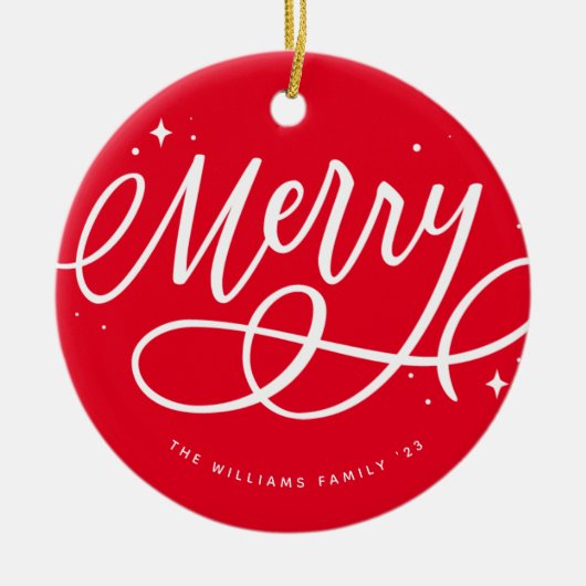Décoration En Céramique Sparkly Bubbly Script Merry Holiday (Devant)