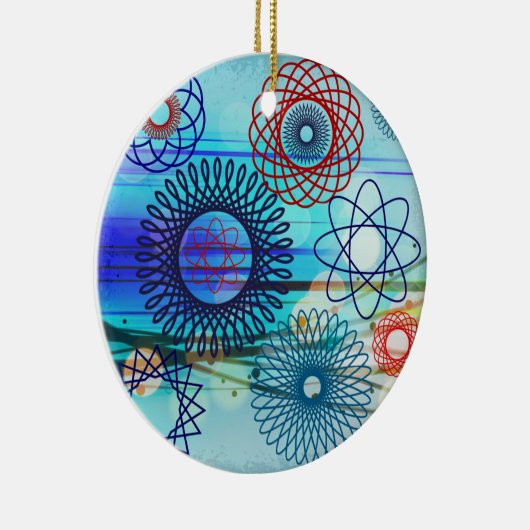 Décoration En Céramique Spirographe funky Motif géométrique Design bleu (Droite)