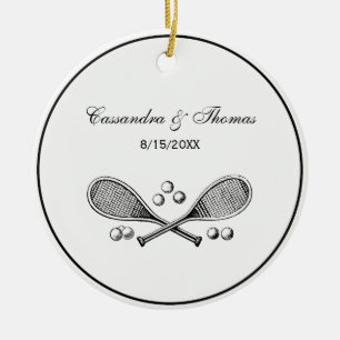 Décoration En Céramique Sports Vintage Croisé Tennis Racquet Tennis Balls