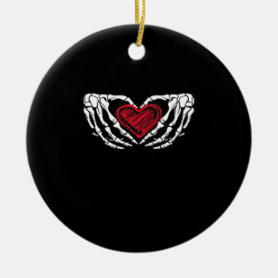 Décoration En Céramique Squelette Mains Avec Coeur Classique