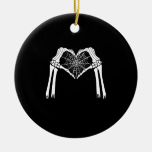 Décoration En Céramique Squelette Mains Cobweb Coeur (Blanc) Classique