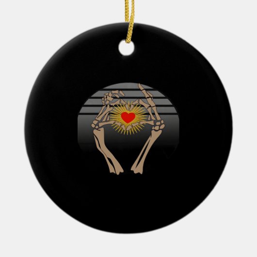 Décoration En Céramique Squelette Mains Faire Un Coeur Classique (Devant)