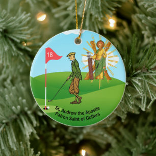 Décoration En Céramique SS. André et Jude avec 2 golfeurs masculins