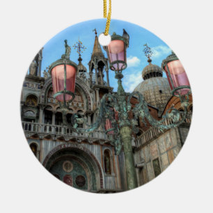Décoration En Céramique St. Marc et lampe, Venise, Italie
