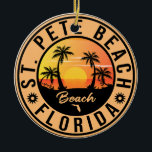 Décoration En Céramique St Pete Beach Floride Sunset Paradise Vintage<br><div class="desc">St. Pete Beach Florida - Retro Tropical Palm Tree 60s Souvenirs design Vintage fait un grand cadeau de Noël ou d'anniversaire pour les fans de la plage de St. Pete Beach. Le design rétro de l'ambiance estivale est un cadeau parfait pour les amateurs de voyage et de destination tropicale.</div>