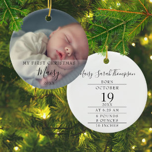 Décoration En Céramique Statistiques de naissance de bébé de Noël Photo