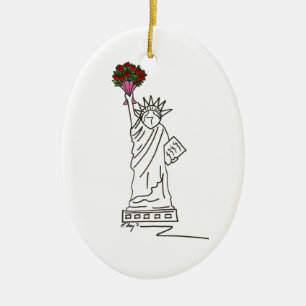 Décoration En Céramique Statue de la Liberté NYC Valentine Rose Bouquet