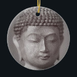 Décoration En Céramique Statue Face Bouddha Noir Et Blanc Formée Par Ligne<br><div class="desc">Le visage de Siddhartha Gautama,  Bouddha,  avec effet sculpté. Image formée par des lignes de largeur variable. Idée cadeau pour les personnes qui aiment l'art et la spiritualité asiatiques.</div>