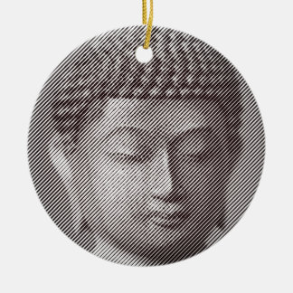 Décoration En Céramique Statue Face Bouddha Noir Et Blanc Formée Par Ligne