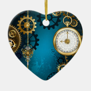 Décoration En Céramique Steampunk Arrière - plan turquoise avec Gears