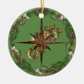 Décoration En Céramique Steampunk Compass Star & Wreath personnalisable (Devant)