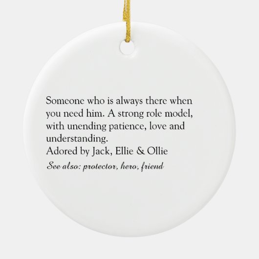 Décoration En Céramique Stepfather, Stepdad Définition Élégant Script (Dos)