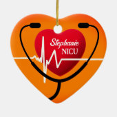 Décoration En Céramique Stéthoscope, coeur et infirmière EKG (Dos)