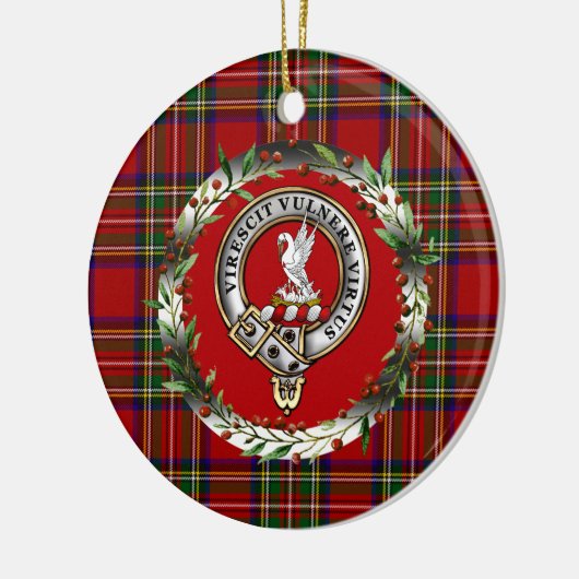 Décoration En Céramique Stewart Clan Badge & Tartan Personalized Xmas (Gauche)
