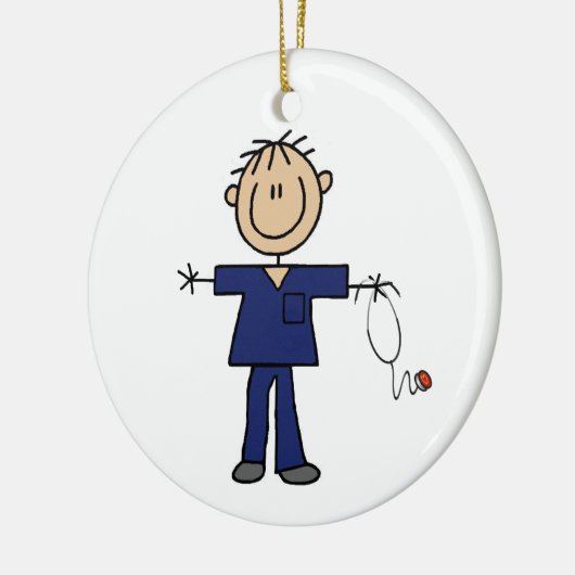 Décoration En Céramique Stick mâle Figure Infirmière Peau moyenne (Gauche)