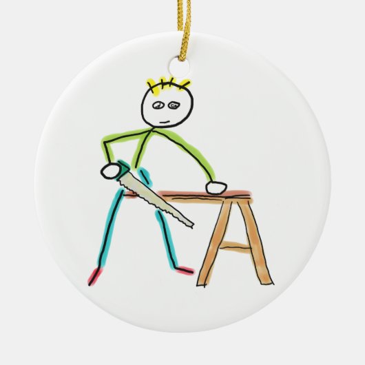 Décoration En Céramique Stickman Menuisier (Devant)