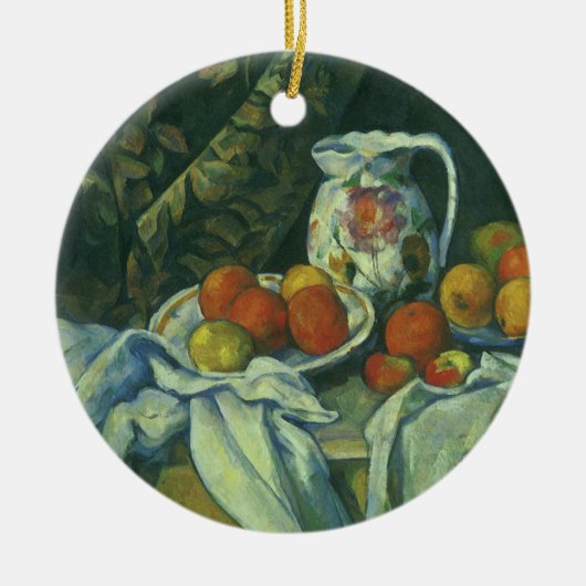 Décoration En Céramique Still Life, Curtain and Pitcher par Paul Cezanne (Devant)