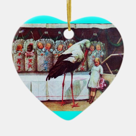 Décoration En Céramique STORK BÉBÉ GARÇON DOUCHE MONOGRAM bleu Aquamarine (Devant)