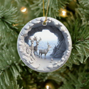 Décoration En Céramique Style 3D Boues de cerfs Vacances de Noël d'hiver